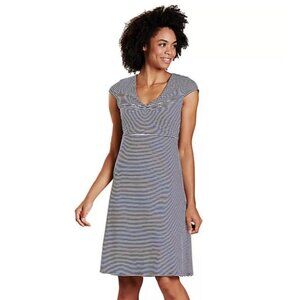 Toad & Co Blue Striped Rosemarie Dress Size Medium